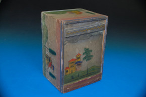 Biedermeier Sonneberger wood box with architecture painting * at