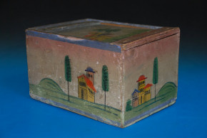 Biedermeier Sonneberger wood box with architecture painting * at