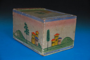 Biedermeier Sonneberger wood box with architecture painting * at