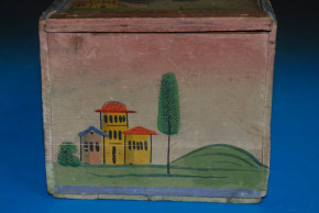 Biedermeier Sonneberger wood box with architecture painting * at