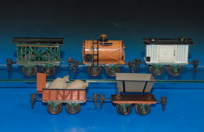 Märklin 5 pieces antique goods trucks * trace 0 * at 1905-1910