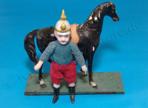 antique doll house doll boy soldiers with horse * at 1900