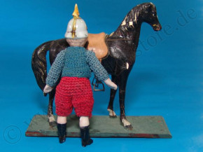 antique doll house doll boy soldiers with horse * at 1900