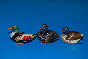 swimming animals * metal ducks with tin feet hand painted * 1860