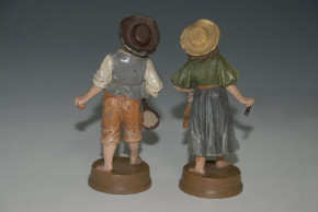 antique Heyde tin figures * 2 children playing * tin cast at 190