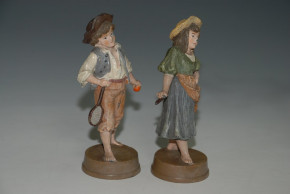 antique Heyde tin figures * 2 children playing * tin cast at 190