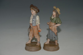 antique Heyde tin figures * 2 children playing * tin cast at 190