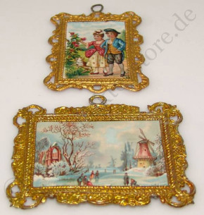 2 x antique doll house wall pictures * German at 1900