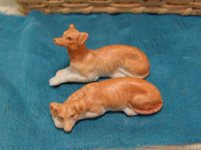 3 x uralte Puppenstuben Hunde im Korb * um 1880-1900
