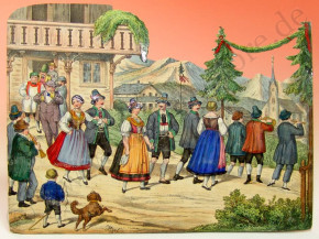 antique Biedermeier diorama Bavarian festival scene * 1860-1880