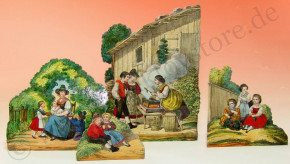 antique Biedermeier diorama Bavarian festival scene * 1860-1880