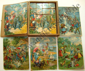 antique puzzle box with Christmas & winter scene * at 1890