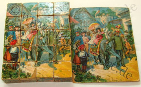 antique puzzle box with Christmas & winter scene * at 1890