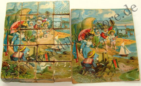 antique puzzle box with Christmas & winter scene * at 1890