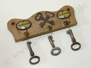 antique doll house key hook bar with 3 keys * at 1900