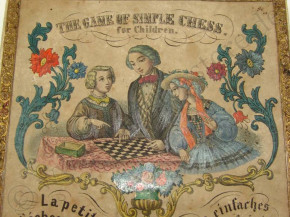 uraltes Biedermeier Spiel Schach für Kinder * um 1830-1840
