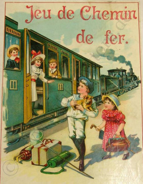 antique French children's game "railway game" at 1900