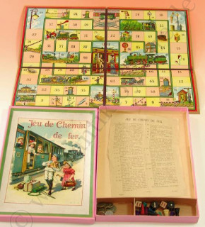 antique French children's game "railway game" at 1900