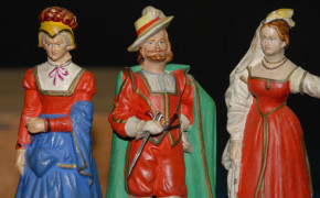 uralte Erzgebirge Pappmaché Figuren in der Spanschachtel * von 1850-1860