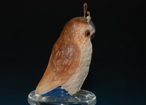 Dresden cardboard Christmas tree decorations * eagle-owl - coloured with glass eyes * at 1900