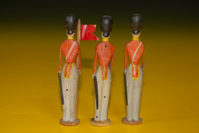 3 antique Erzgebirge soldiers nose figures * Englishmen * Seiffen at 1840-1850