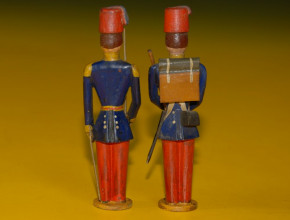 2 antique Erzgebirge soldiers nose figures * Turkish officer & soldier * at 1850