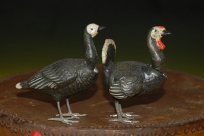 uralt Erzgebirge * große Pappmaché Bauernhof Figuren & Tiere mit Wackelköpfen * um 1880