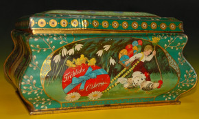 Tin happy Easter for Chocolate or pastries * metal Litho. at 1900