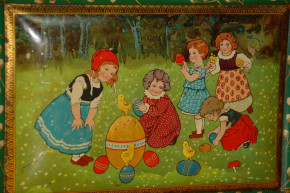 Tin happy Easter for Chocolate or pastries * metal Litho. at 1900