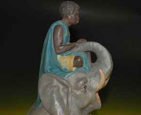 Mission collecting money box * boy on elephant * cast * beginning 19th century