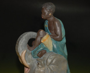 Mission collecting money box * boy on elephant * cast * beginning 19th century