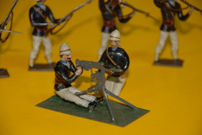 8 antique tin figures * french Colonial soldiers with machine-gun * at 1900