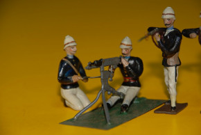 8 antique tin figures * french Colonial soldiers with machine-gun * at 1900