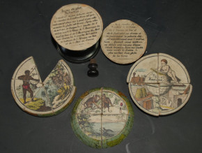 antique globe children jigsaw puzzle game made of wood & paper * in the box at 1850-1860