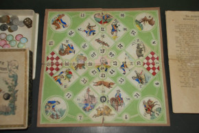 antique Biedermeier period yarn-spinner game * litho. & hand-paintedly * G. Neiff Nuremberg at 1850