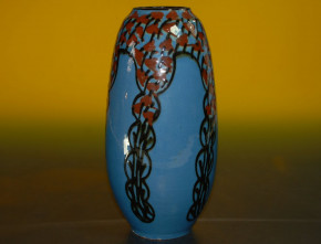 Karlsruhe Majolika Vase * Decor Entwurf Kusche * Modell Nr. 2288
