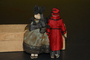 antique doll house dolls grandparents with original clothes & glasses * at 1900