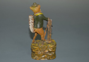 antique metal cast money box * human fox * hand-painted at 1900