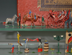 Krause, Gotha * Zinnfiguren Kasten CIRCUS * 60 Teile * Thüringen um 1890