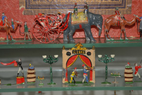 Krause, Gotha * Zinnfiguren Kasten CIRCUS * 60 Teile * Thüringen um 1890