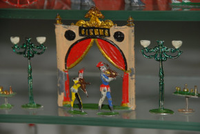 Krause, Gotha * Zinnfiguren Kasten CIRCUS * 60 Teile * Thüringen um 1890