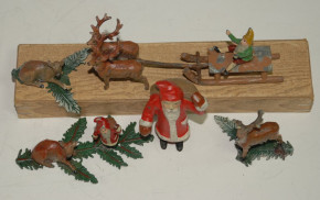 Heyde G. Dresden * 5 parts knick-knacks figures * decoration for Christmas with Santa * at 1900