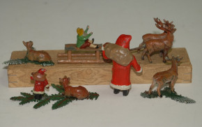 Heyde G. Dresden * 5 parts knick-knacks figures * decoration for Christmas with Santa * at 1900