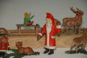 Heyde G. Dresden * 5 parts knick-knacks figures * decoration for Christmas with Santa * at 1900