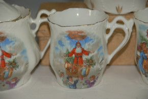 antique Kinder coffee service with Santa Claus motives * around 1910-1915