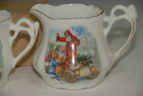 antique Kinder coffee service with Santa Claus motives * around 1910-1915