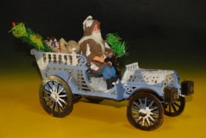 rare Santa Claus in the oldtimer with toys * around 1910-1915