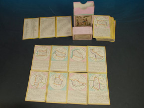 Biedermeier period geographical pack of cards * 86 hand-painted cards * France at 1820