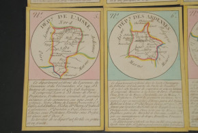 Biedermeier period geographical pack of cards * 86 hand-painted cards * France at 1820