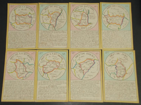 Biedermeier period geographical pack of cards * 86 hand-painted cards * France at 1820